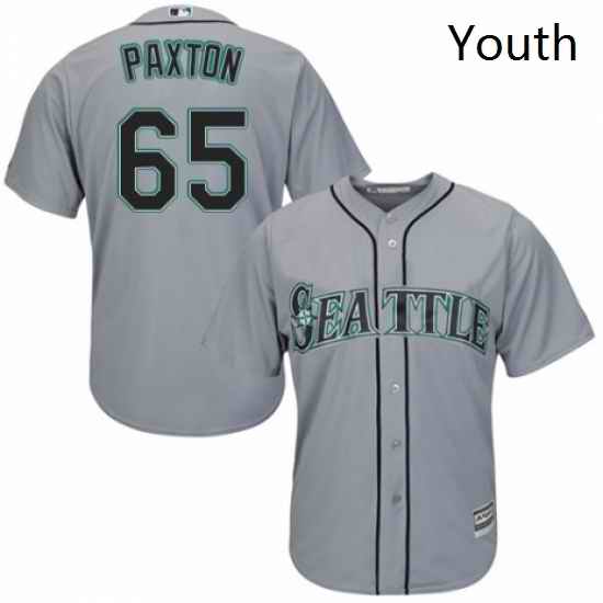 Youth Majestic Seattle Mariners 65 James Paxton Authentic Grey Road Cool Base MLB Jersey